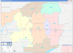Jefferson DavisParish (County), LA Wall Map Color Cast Style 2023